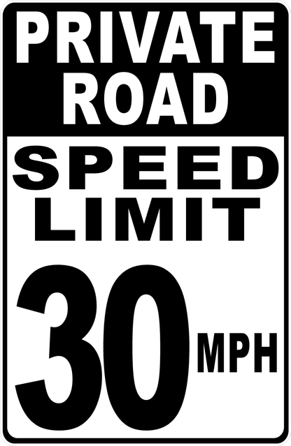 Private Road Speed Limit (Your Choice) Sign