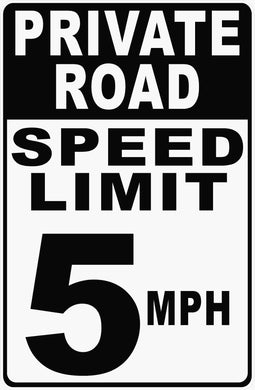 Private Road Speed Limit (Your Choice) Sign