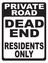 Private Road Dead End Residents Only Sign