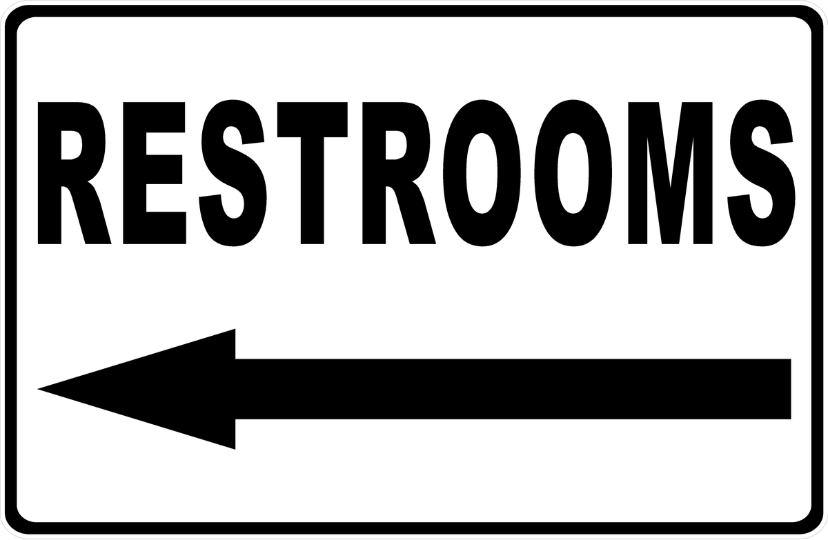 Restrooms With Optional Directional Arrow Sign – Signs by SalaGraphics