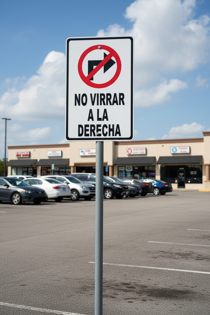 Spanish No Right Turn Sign by Sala Graphics