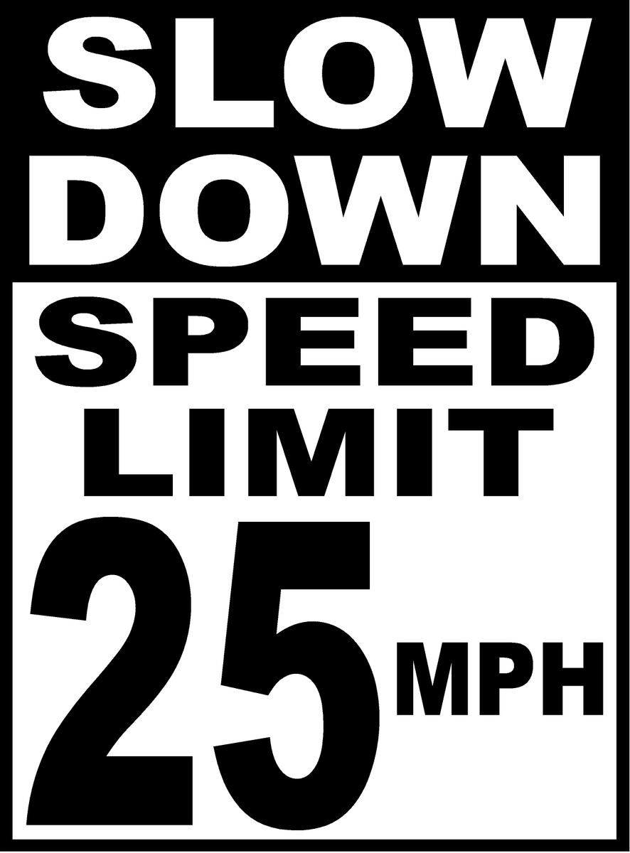 Slow Down Speed Limit 25 MPH Lawn Sign with Stake – Signs by SalaGraphics