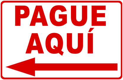 Check Out Here Sign with Directional Arrow
