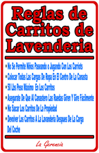 Laundry Cart Rules Laundromat Sign English or Spanish