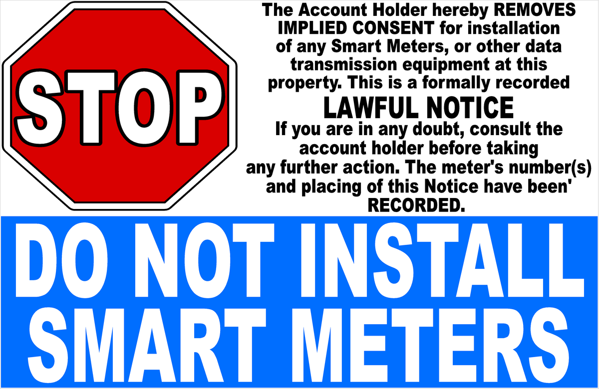 Stop Do Not Install Smart Meters Decal – signs by salagraphics