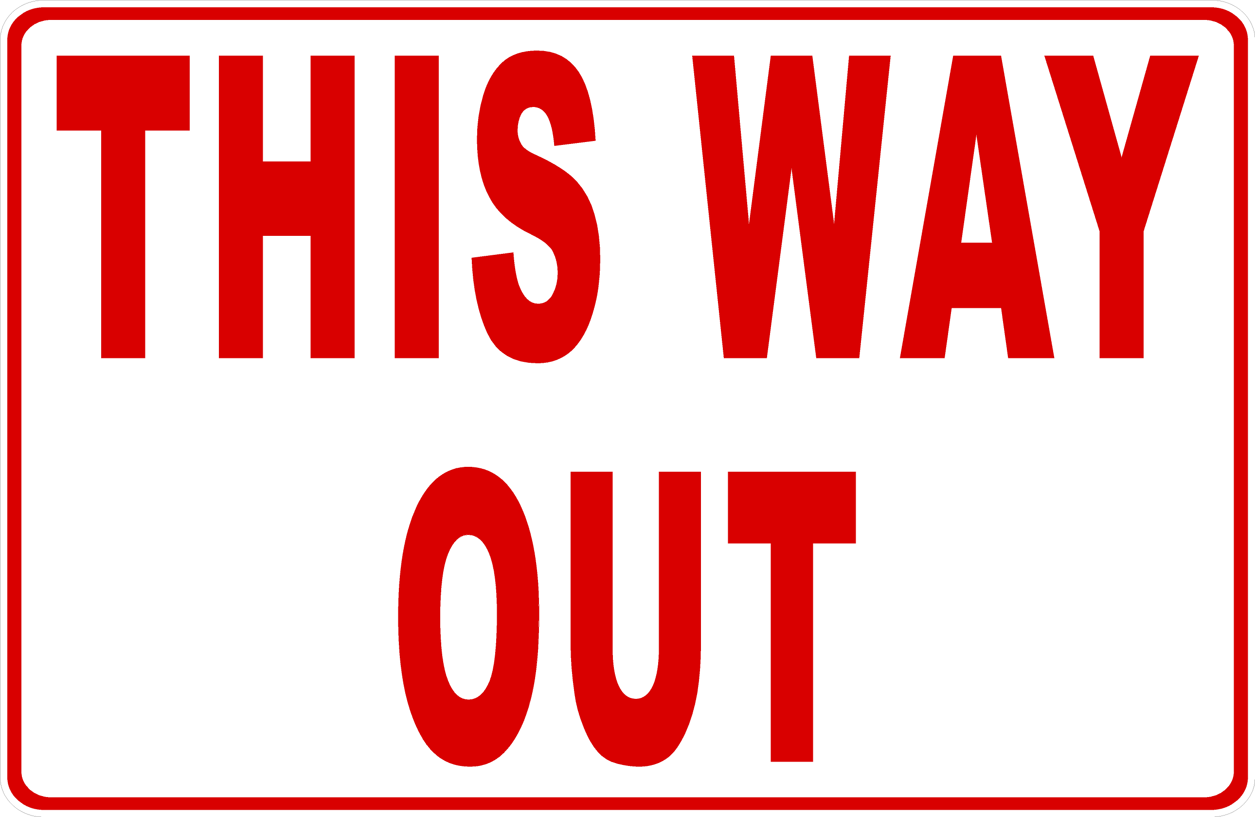 This Way Out With Right Arrow Sign