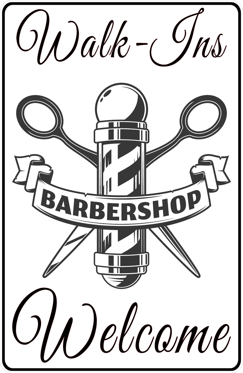 Walk-Ins Welcome Barber Shop Sign – Signs by SalaGraphics