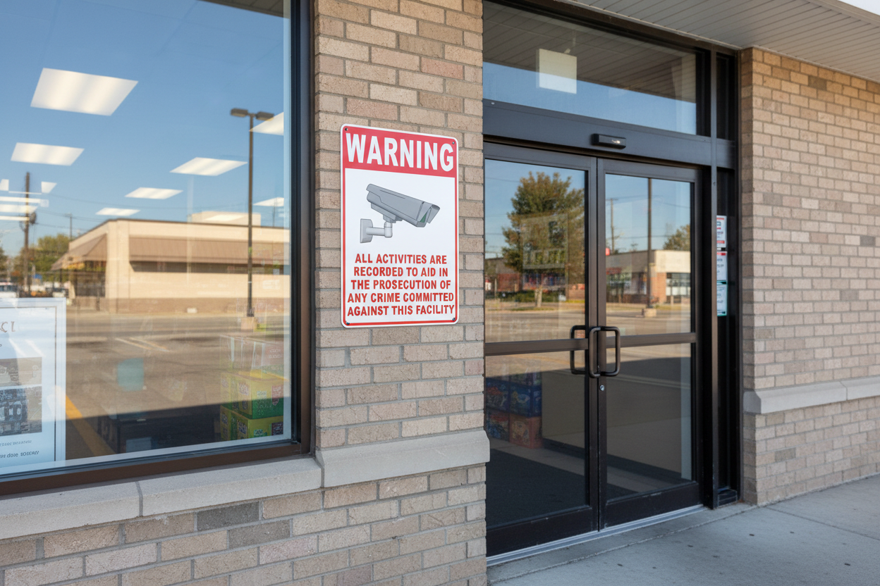 Warning All Activities Recorded to Aid Prosecution Sign by Sala Graphics