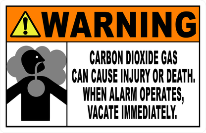 Warning Carbon Dioxide Gas Can Cause Injury or Death Sign