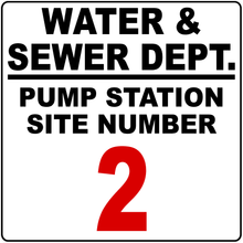 Water and Sewer Department Pump Station Site Number Custom Decal Multi-Pack