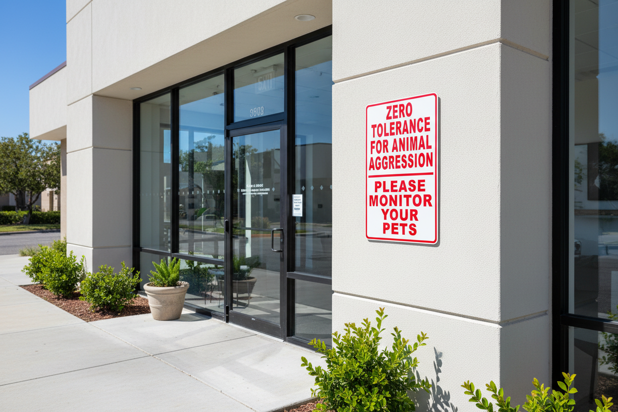 Zero Tolerance for Animal Aggression Please Monitor Your Pets Sign Sala Graphics
