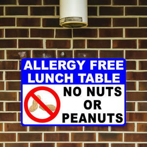 Allergy Free Lunch Table Sign. No Nuts or Peanuts