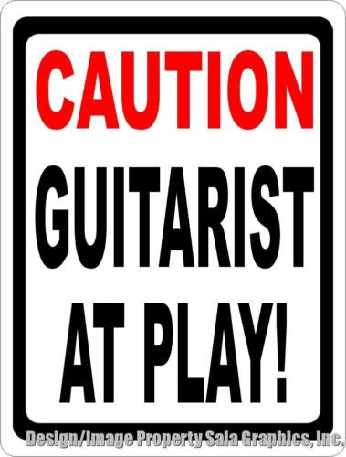 Caution Guitarist at Play Sign - Signs & Decals by SalaGraphics