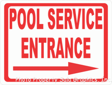 Pool Service Entrance Sign with Directional Arrow - Signs & Decals by SalaGraphics