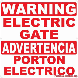 Bilingual Warning Electric Gate Sign Advertencia Porton Electrico Signo - Signs & Decals by SalaGraphics