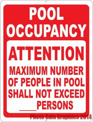 Pool Occupancy Attention Maximum Number of People Sign. - Signs & Decals by SalaGraphics