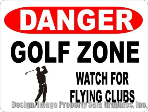 Danger Golf Zone Watch for Flying Clubs Sign - Signs & Decals by SalaGraphics