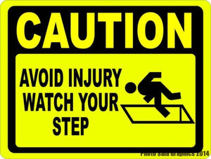 Caution Avoid Injury Watch Your Step Sign - Signs & Decals by SalaGraphics