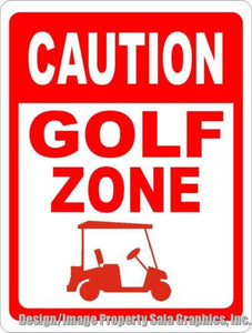 Caution Golf Zone Sign - Signs & Decals by SalaGraphics
