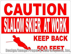 Caution Slalom Skier at Work Sign - Signs & Decals by SalaGraphics