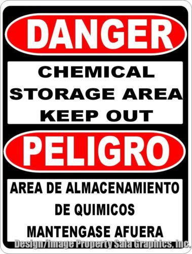 Danger Bilingual Chemical Storage Area Keep Out Sign - Signs & Decals by SalaGraphics