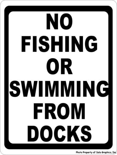 No Fishing or Swimming From Docks Sign