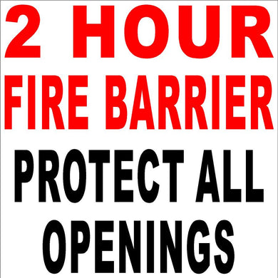 2 Hour Fire Barrier Decal
