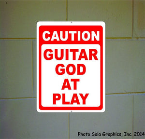 Caution Guitar God at Play Sign - Signs & Decals by SalaGraphics