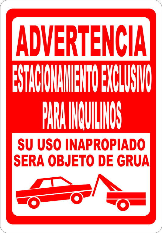 Advertencia Estacionamiento Exclusivo Para Inquilinos Sign