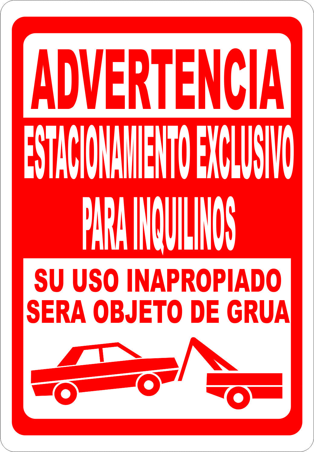 Advertencia Estacionamiento Exclusivo Para Inquilinos Sign - Signs & Decals by SalaGraphics