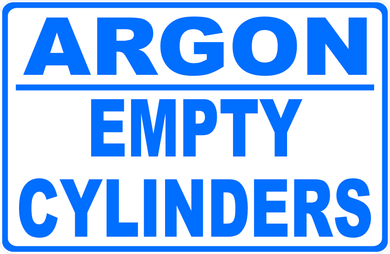 Argon Empty Cylinders Sign