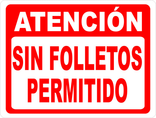 Spanish Attention No Handbills Allowed Sign