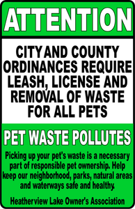 City Ordinance Dog Leash and Clean Up Sign