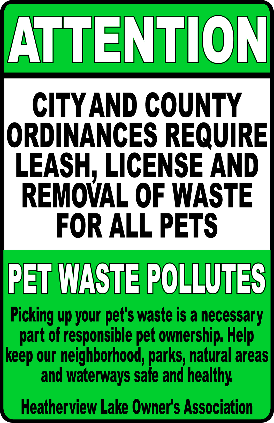 City Ordinance Dog Leash and Clean Up Sign