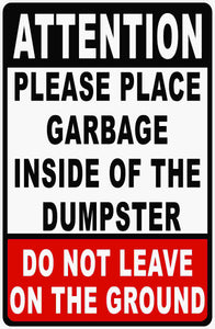Dumpster Rules Sign by Sala Graphics