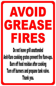 Grill Fire Safety Sign
