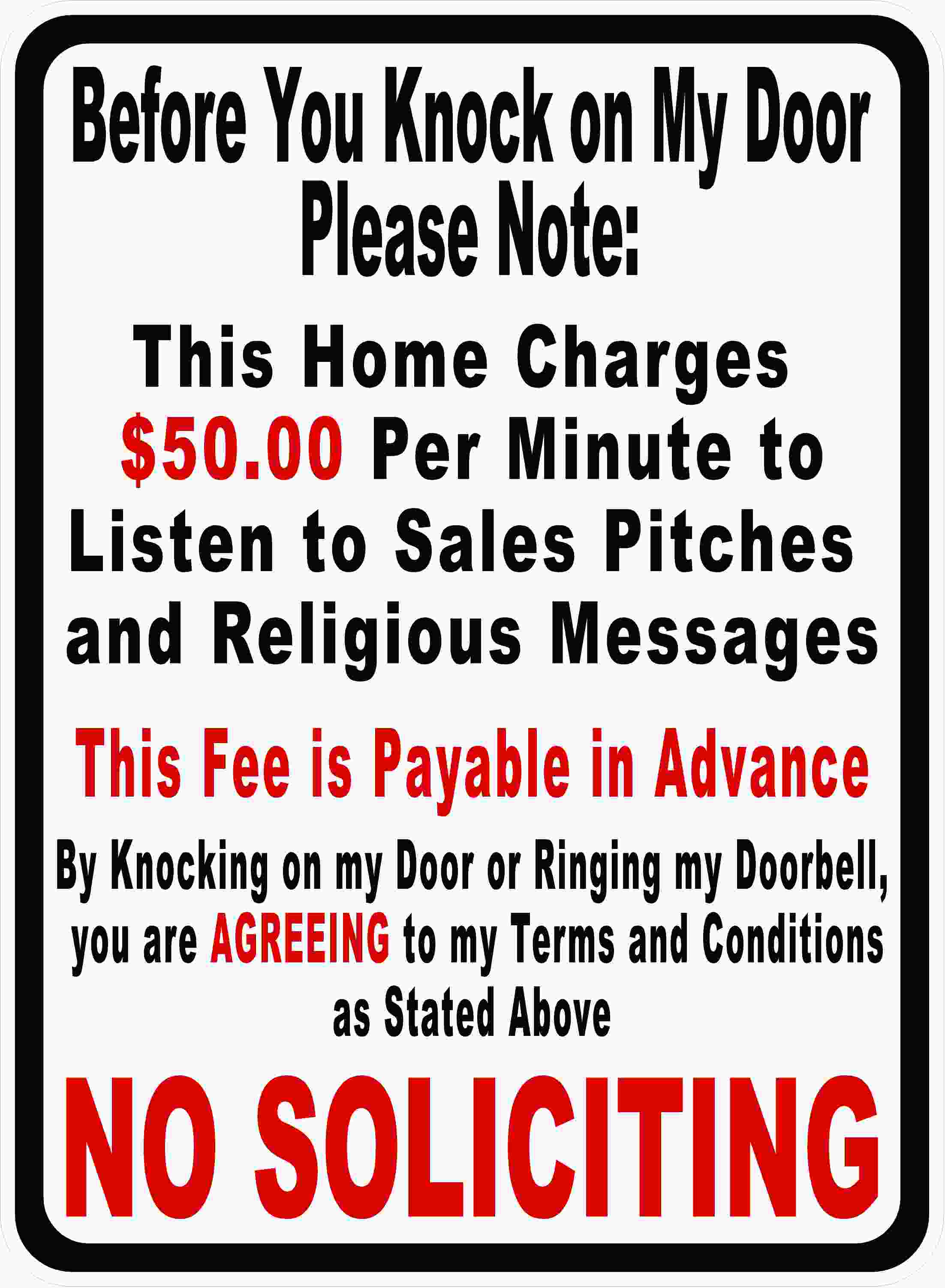 My Door No Soliciting Sign Signs