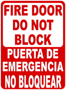 Fire Door Do Not Block Bilingual Sign