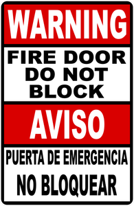 Bilingual Warning Fire Door Do Not Block Sign