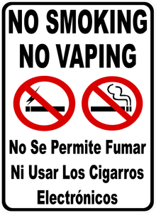 No Smoking No Vaping Bilingual Sign