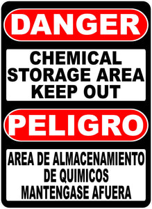 Danger Chemical Storage Area Decal Bilingual English & Spanish - Signs & Decals by SalaGraphics