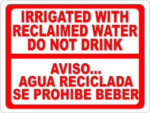 Bilingual Reclaimed Water Sign Do Not Drink