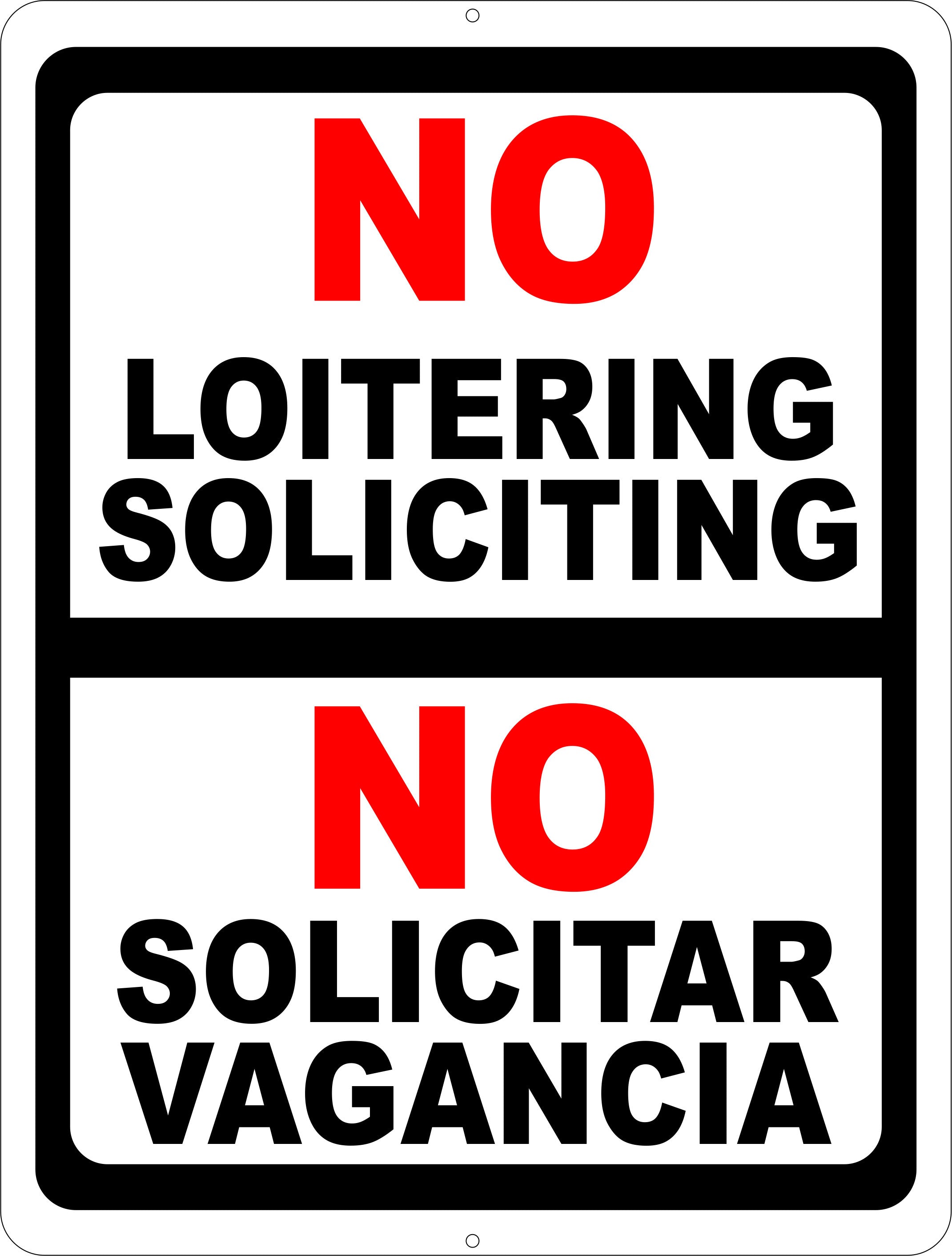 No Loitering Soliciting Bilingual Sign – signs by salagraphics