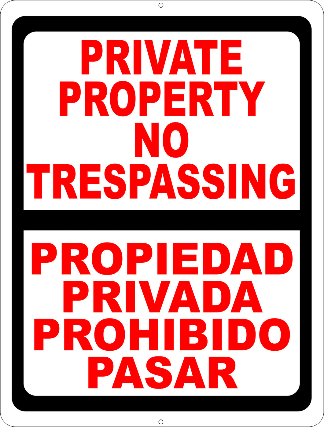 Bilingual Private Property Sign English & Spanish