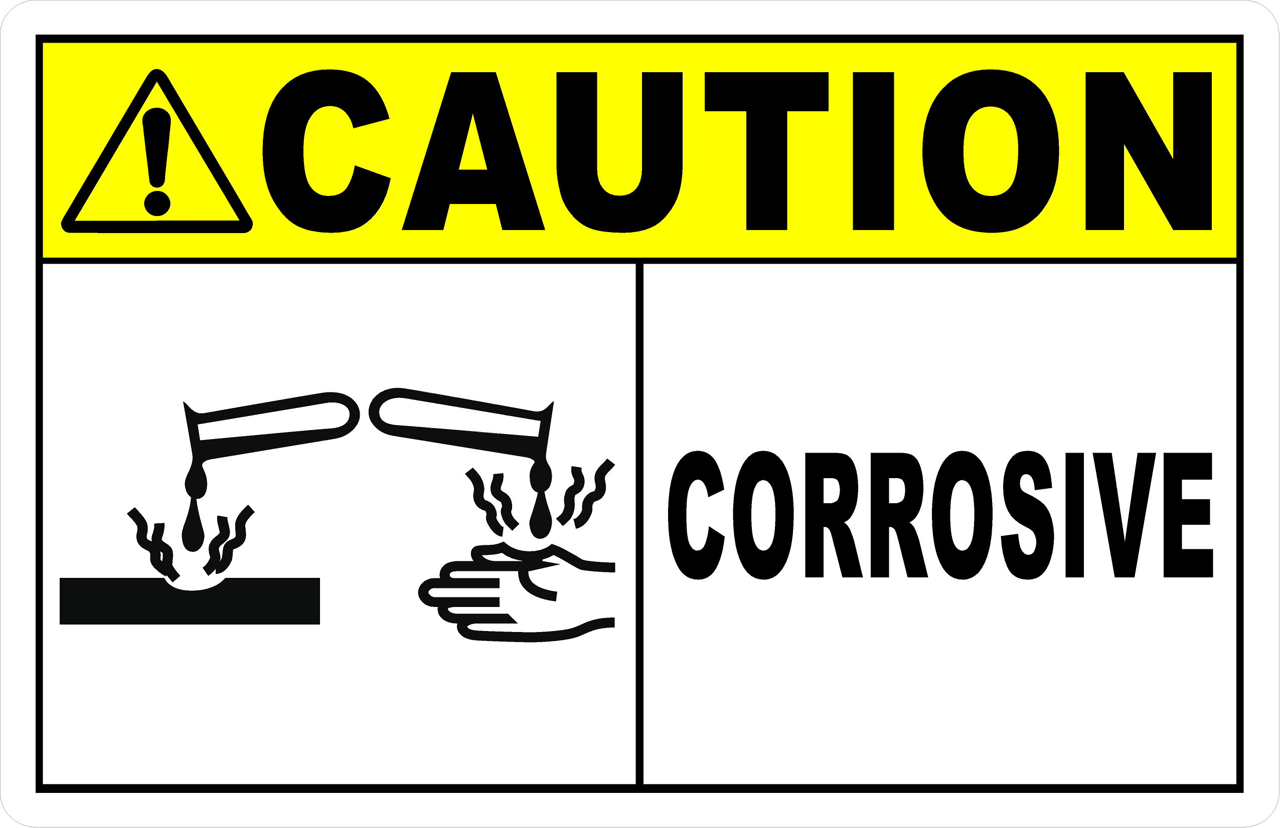 Corrosive Warning Sign Outline Corrosive Chemical Substance Warning