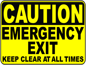 Caution Emergency Exit Decal