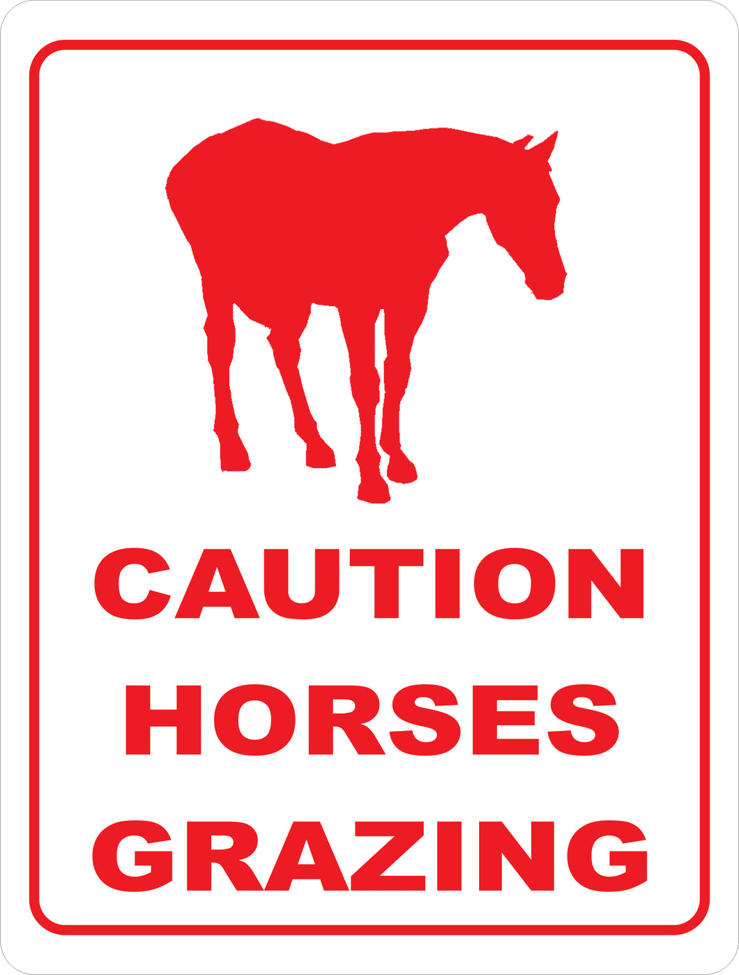 Caution Horses Grazing Sign