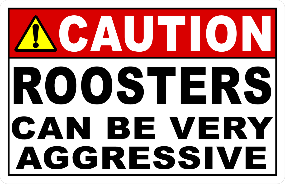 Aggressive Sign Caution Roosters Can Be Very Aggressive Sign – Signs by SalaGraphics