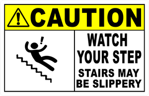 Caution Watch Your Step Stairs May Be Slippery Sign