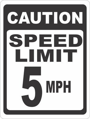 Caution Speed Limit 5 MPH Sign